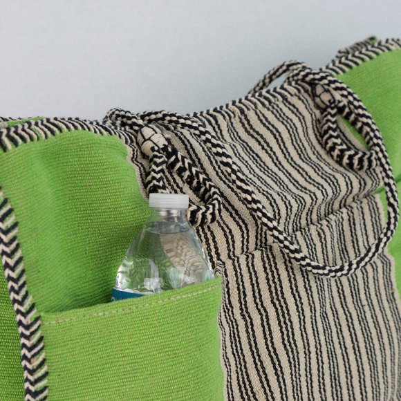 Tote Bag XL Jute Cotton with Pockets - Picture 2 of 5